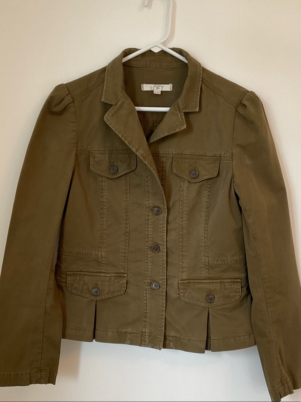 Military Style Utility Jacket, Ann Taylor LOFT. Olive Green. Size 10